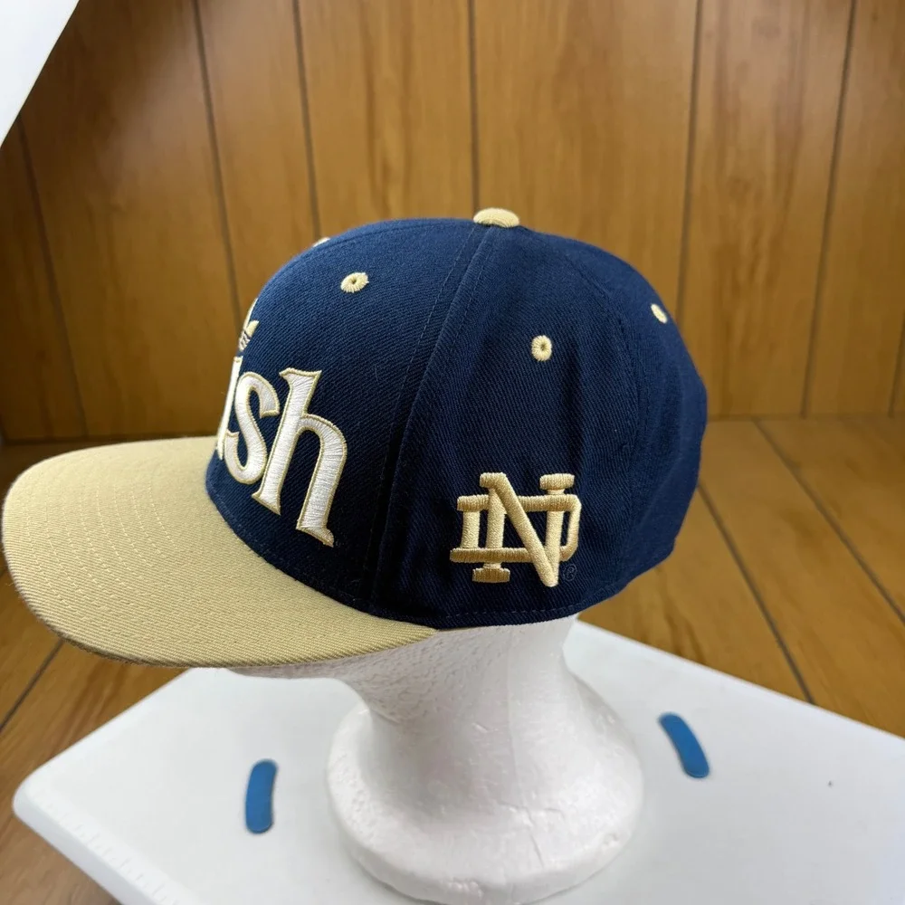 Adidas Notre Dame Fighting Irish Snapback Hat Navy Blue Gold Embroidered Cap